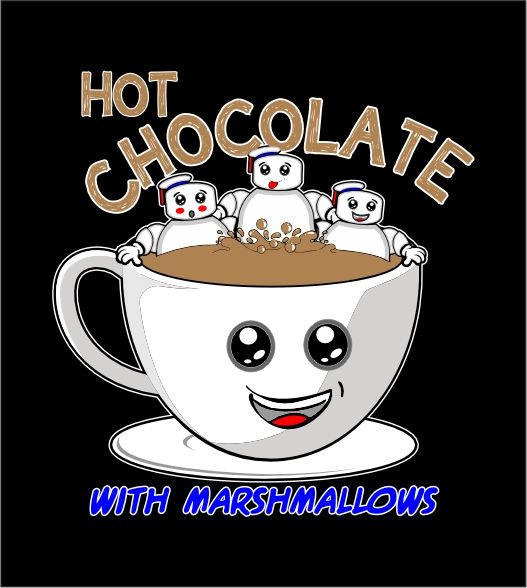 Cute Marshmallow Characters Hot Chocolate Cushion Cover – Fun Retro Décor