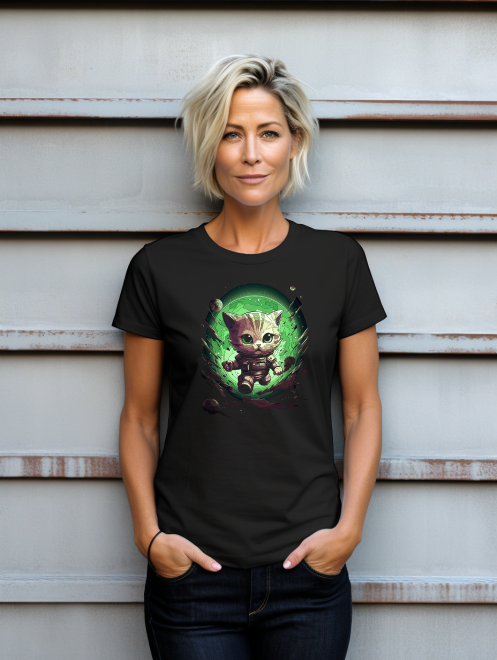 Adventurous Cosmic Cat T-Shirt – Playful Space Explorer Tee