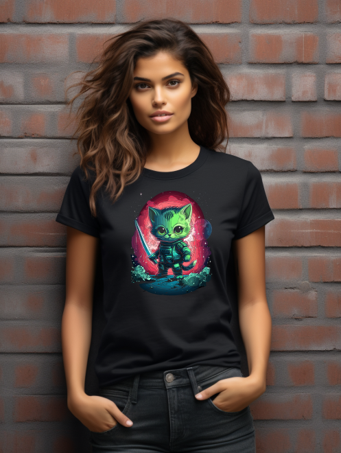 Space Warrior Cat T-Shirt – Bold Graphic Tee for Animal Lovers