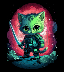 Space Warrior Cat T-Shirt – Bold Graphic Tee for Animal Lovers