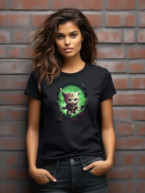 Adventurous Cosmic Cat T-Shirt – Playful Space Explorer Tee