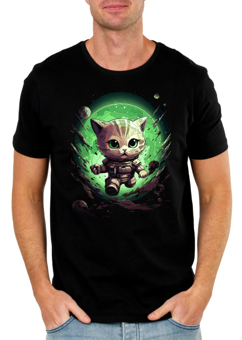 Adventurous Cosmic Cat T-Shirt – Playful Space Explorer Tee