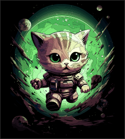 Adventurous Cosmic Cat T-Shirt – Playful Space Explorer Tee