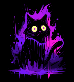 Vibrant Worried Black Cat T-Shirt – Fun Animal Graphic Tee